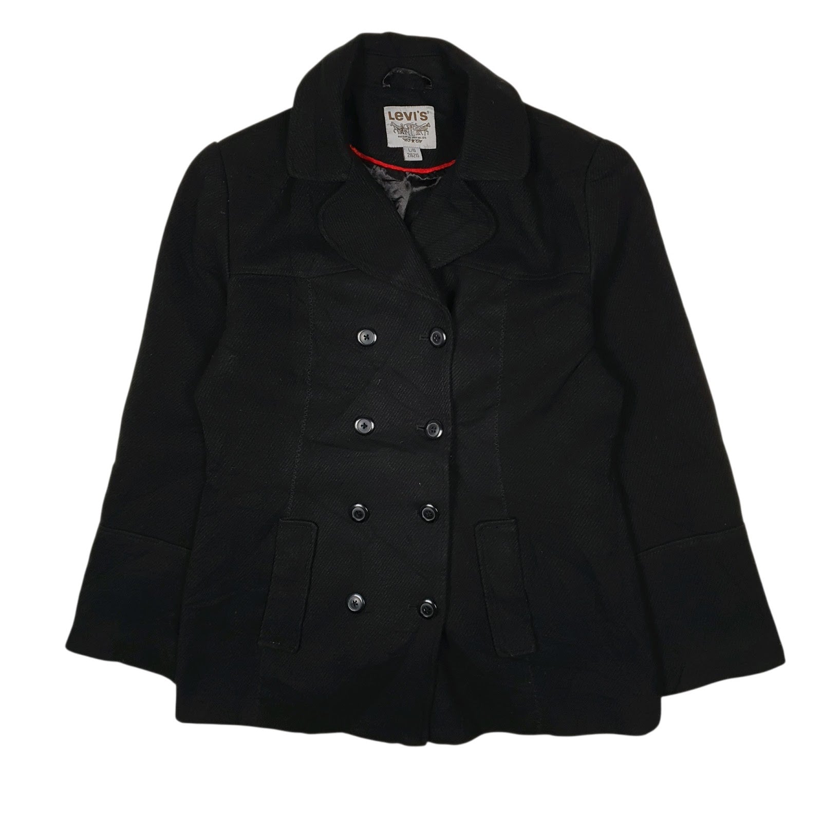 Womens Black Levis Duffle Pea Coat  Coat