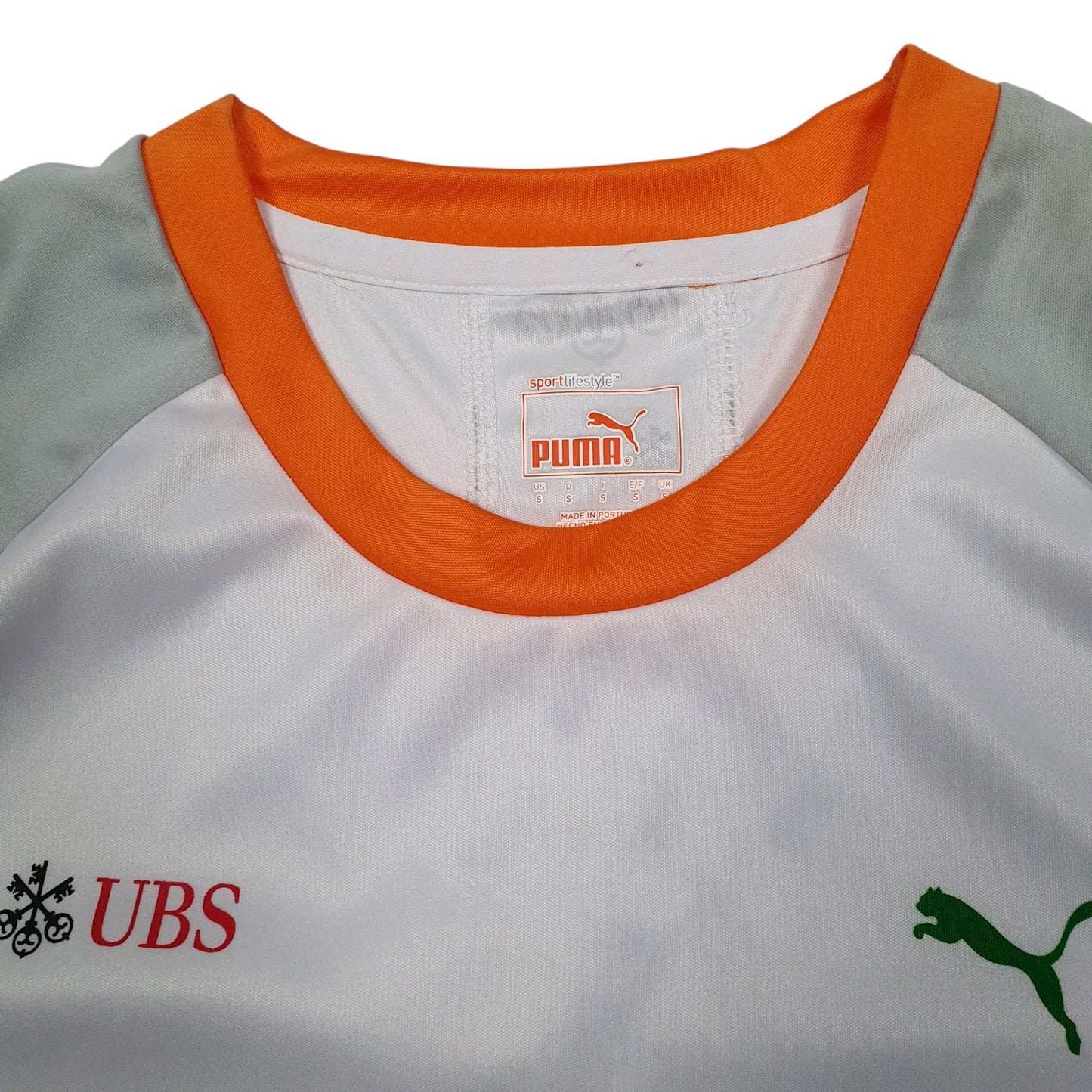 Mens White Puma UBS Kids Cup Football Jersey  T Shirt