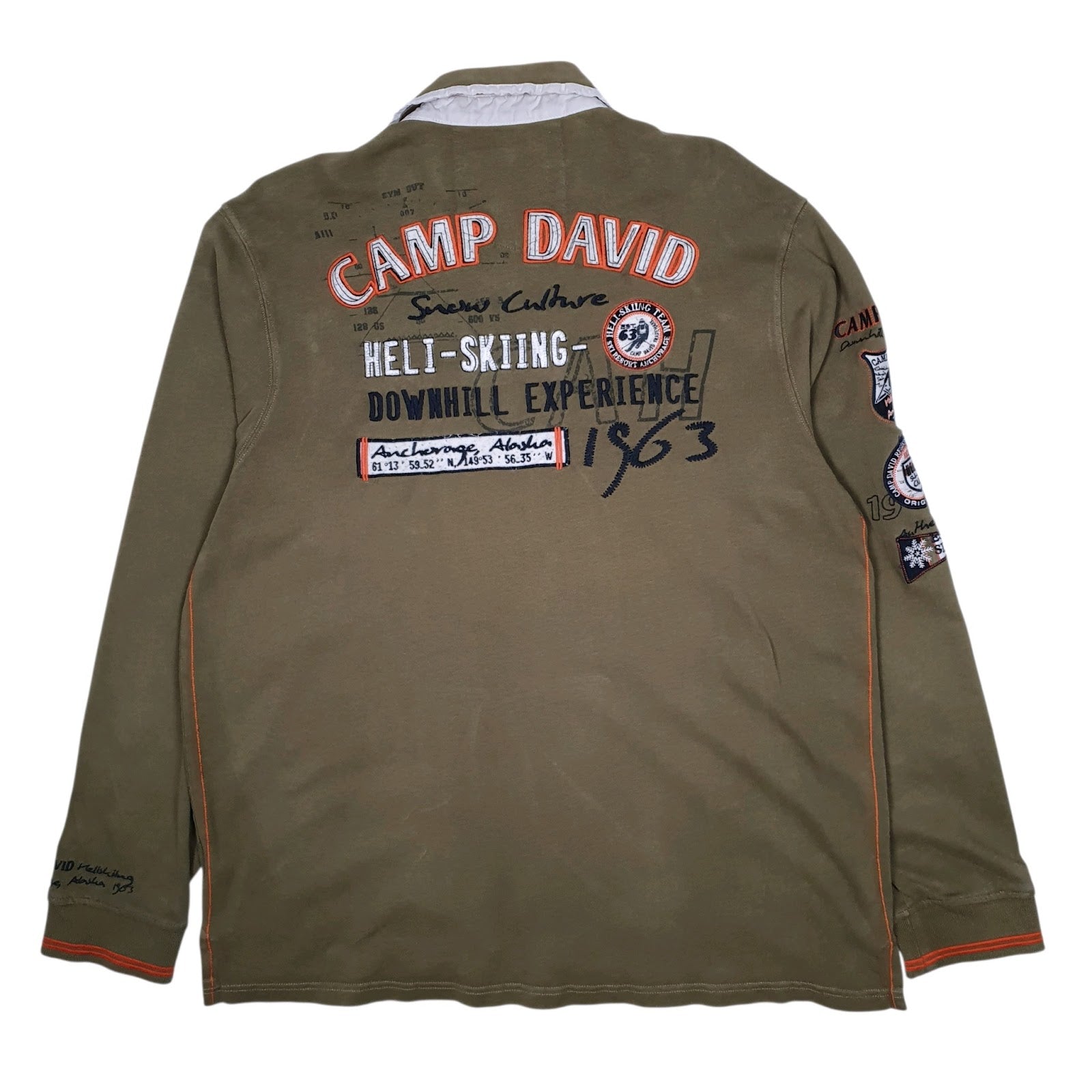 Mens Green Camp David Heli Skiing Rugby  Polo Shirt