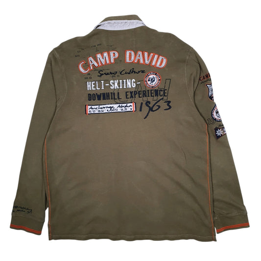 Mens Green Camp David Heli Skiing Rugby  Polo Shirt