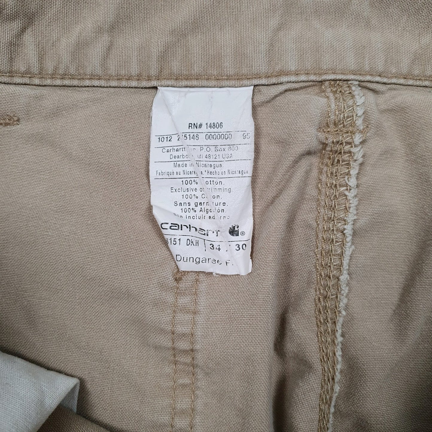 Mens Beige Carhartt B151  Trousers