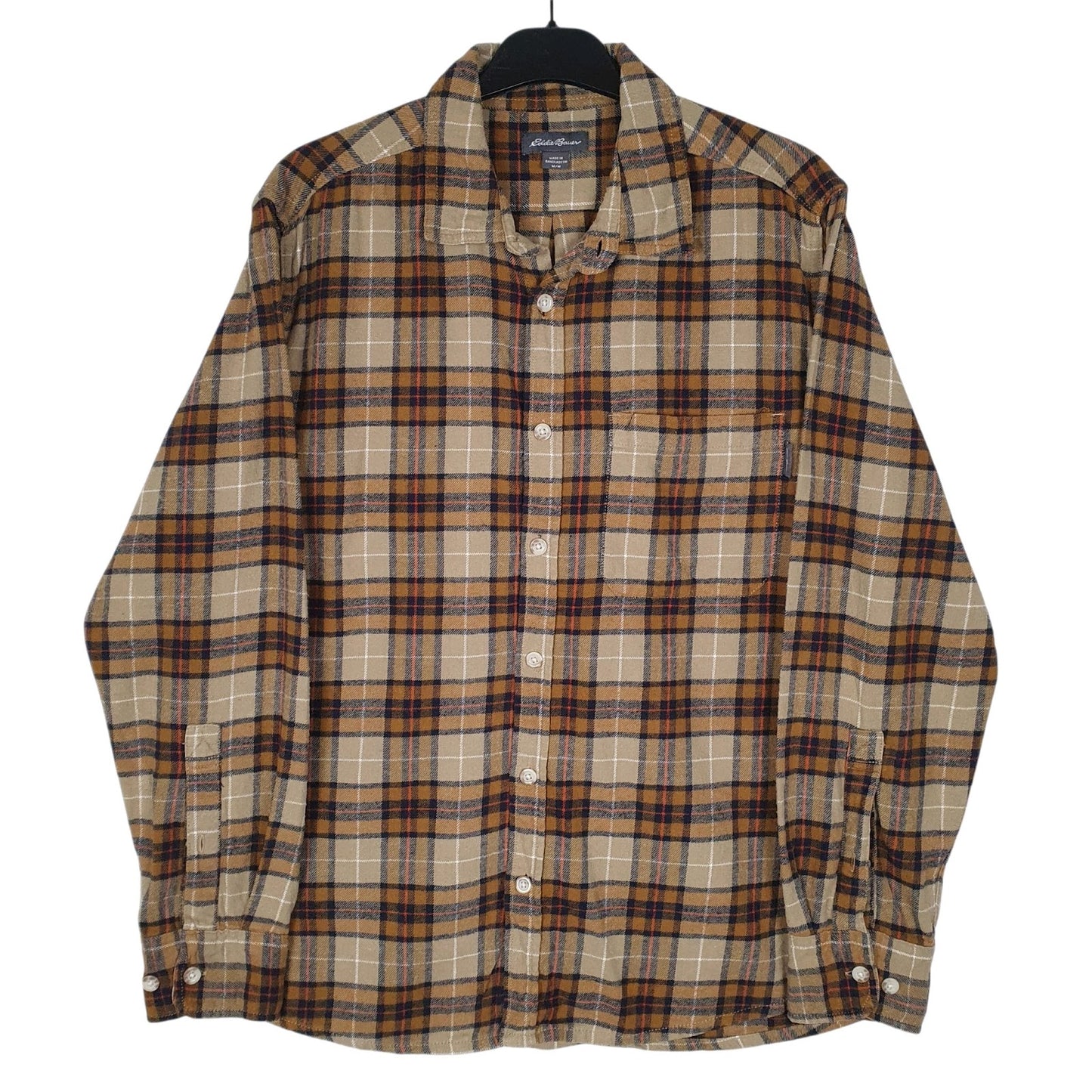 Mens Brown Eddie Bauer Flannel Long Sleeve Shirt