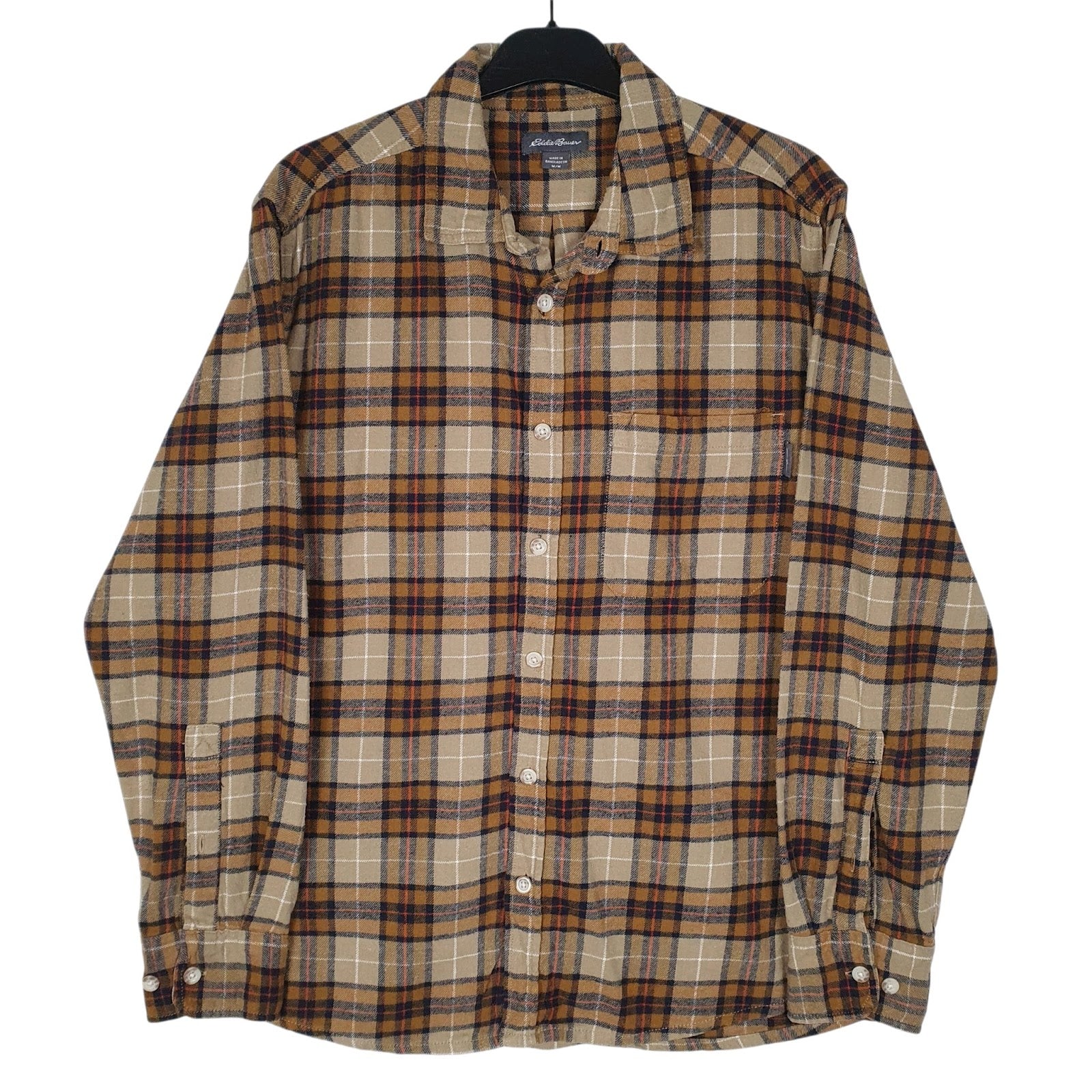 Mens Brown Eddie Bauer Flannel Long Sleeve Shirt