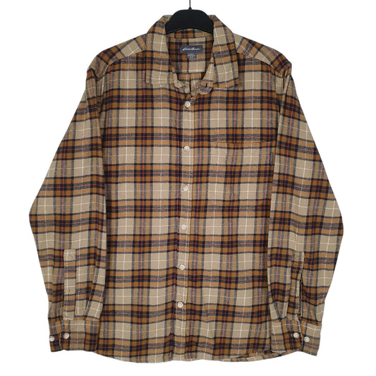 Mens Brown Eddie Bauer Flannel Long Sleeve Shirt