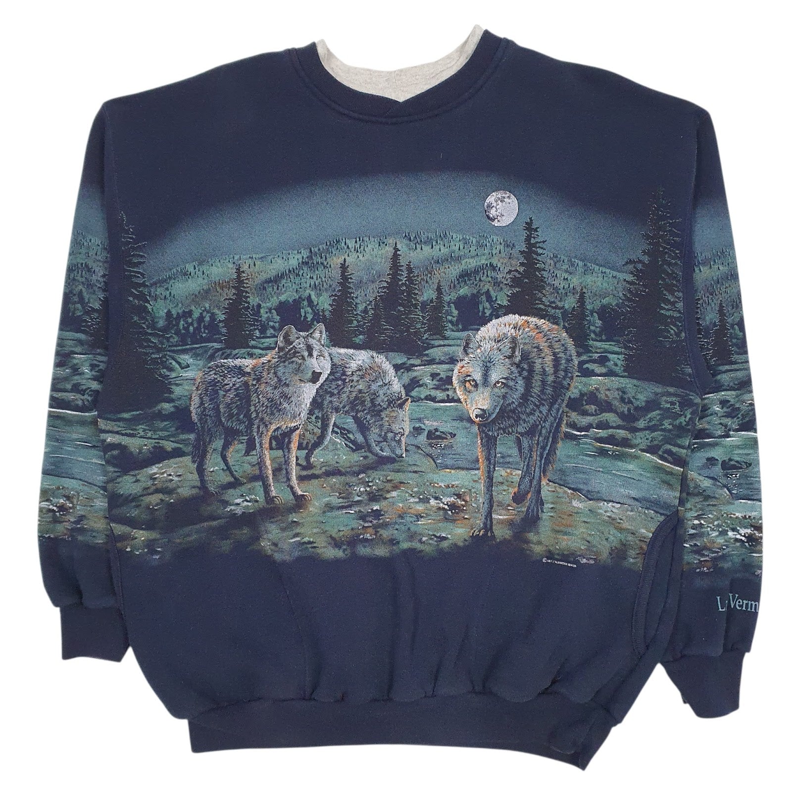Mens Navy Art Unlimited Graphic Vintage 90s Made In USA Crewneck Jumper