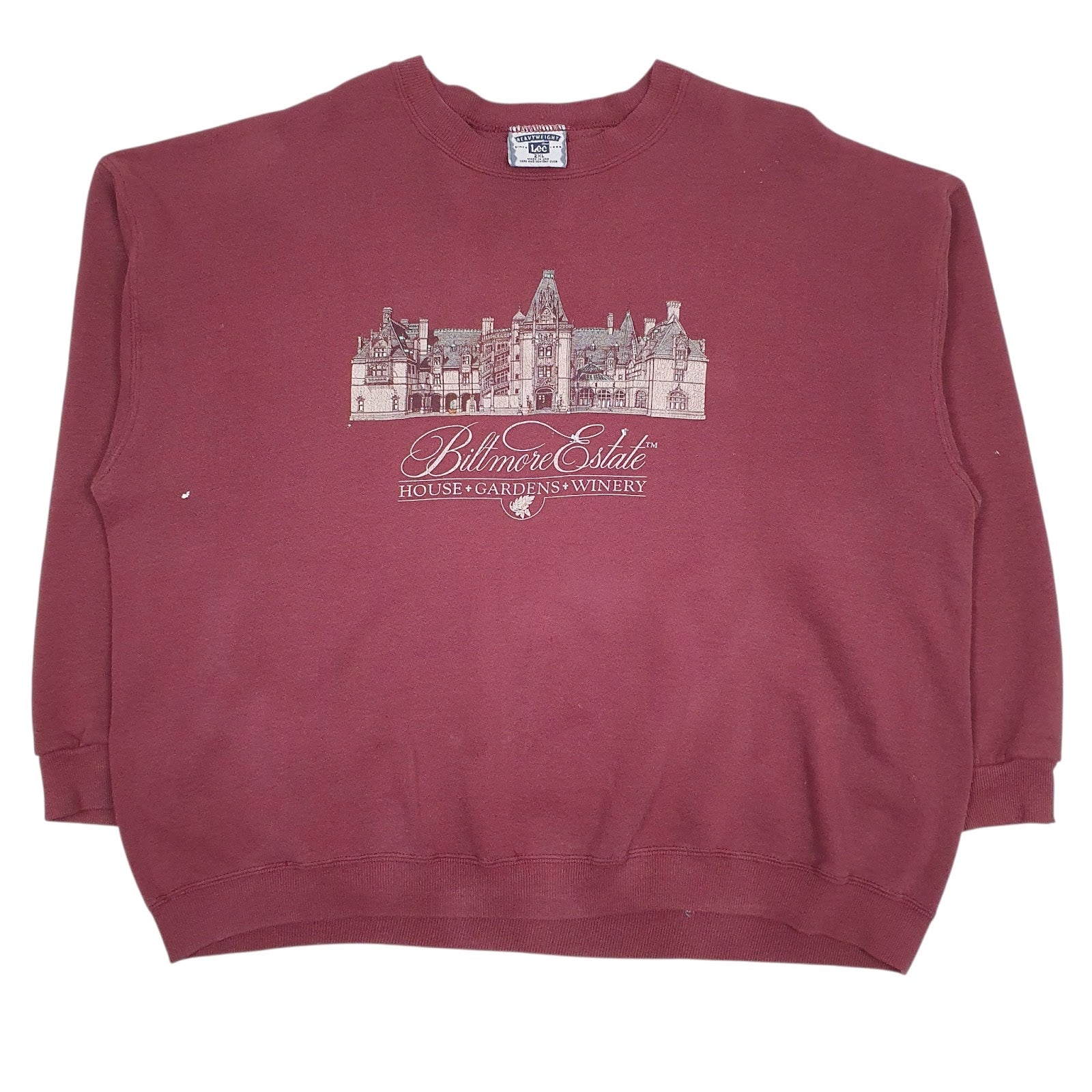 Mens Burgundy Lee Vintage 90s Made In USA Crewneck Jumper