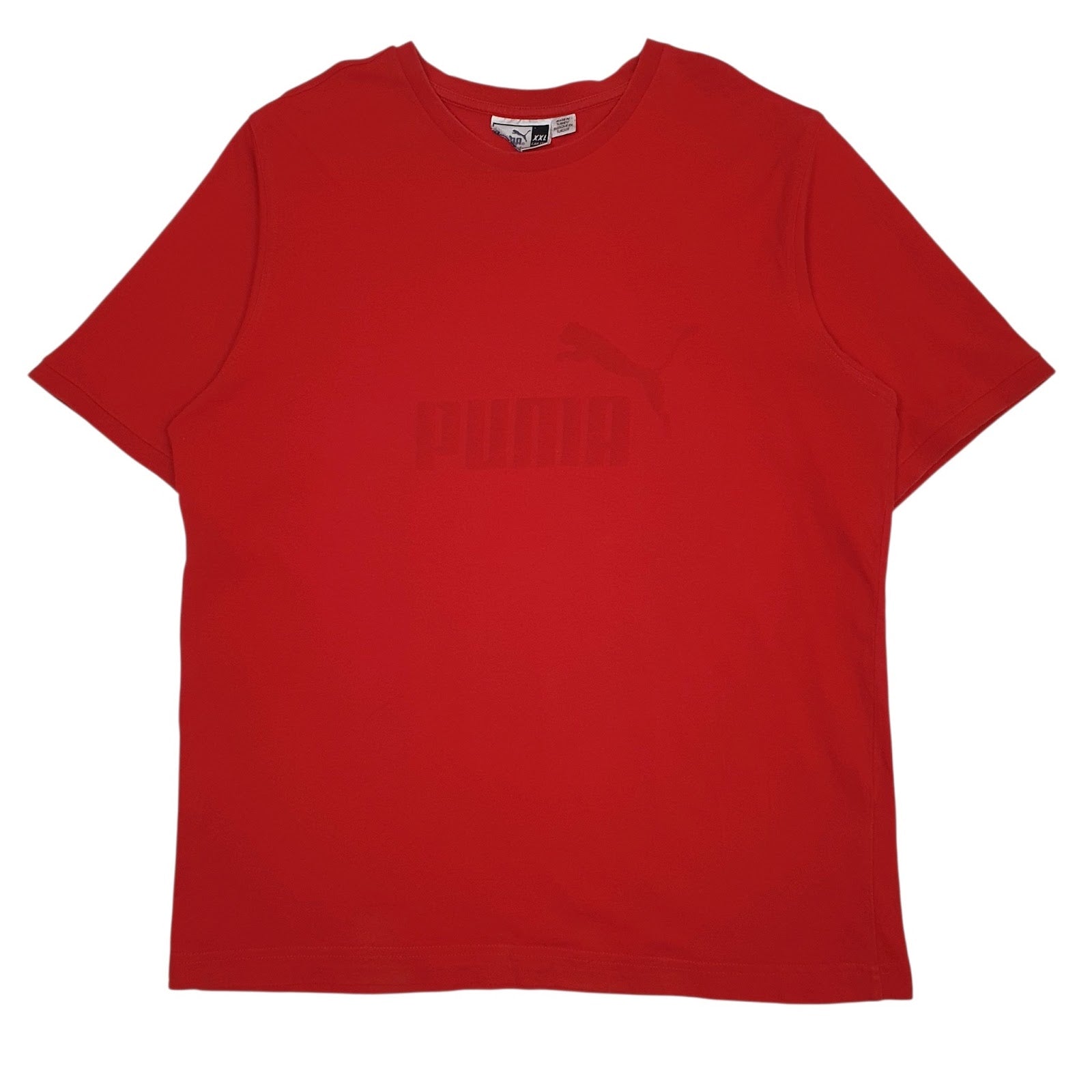 Mens Red Puma Spellout Vintage Short Sleeve T Shirt