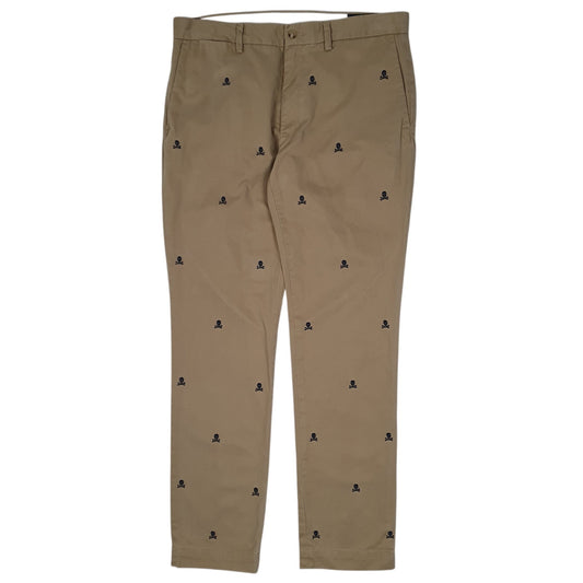 Mens Beige Polo Ralph Lauren Slim Fit Skull & Bones Chino Trousers