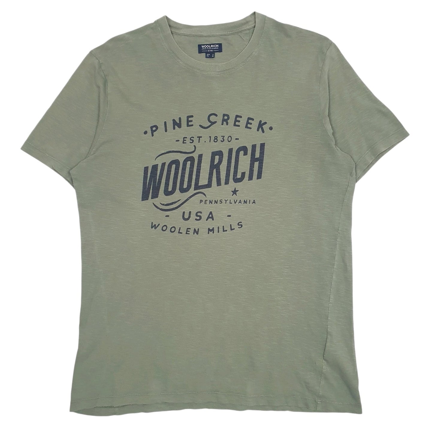 Mens Green Woolrich Spellout Short Sleeve T Shirt