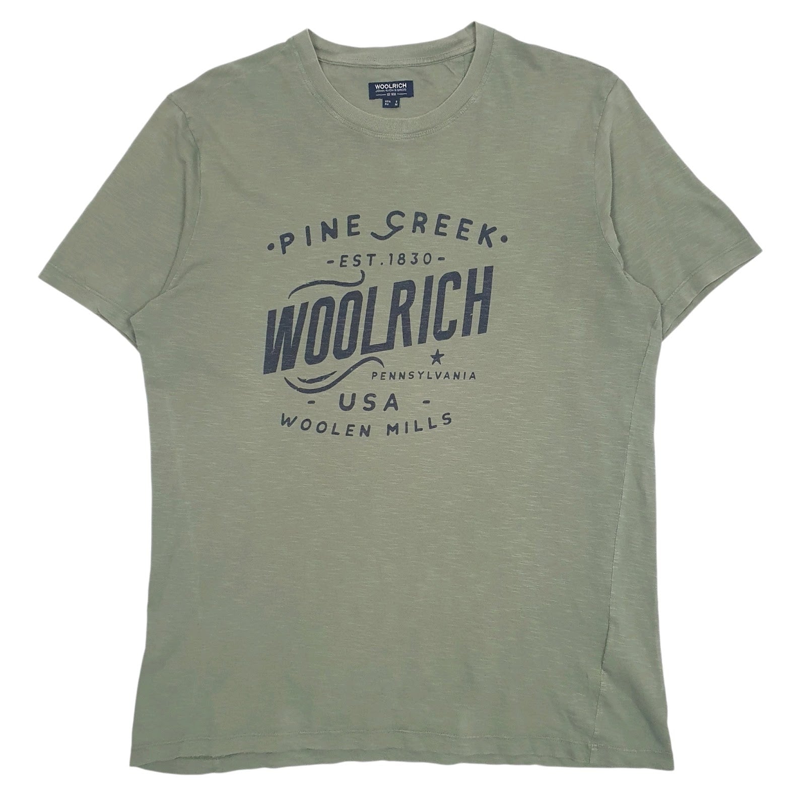 Mens Green Woolrich Spellout Short Sleeve T Shirt