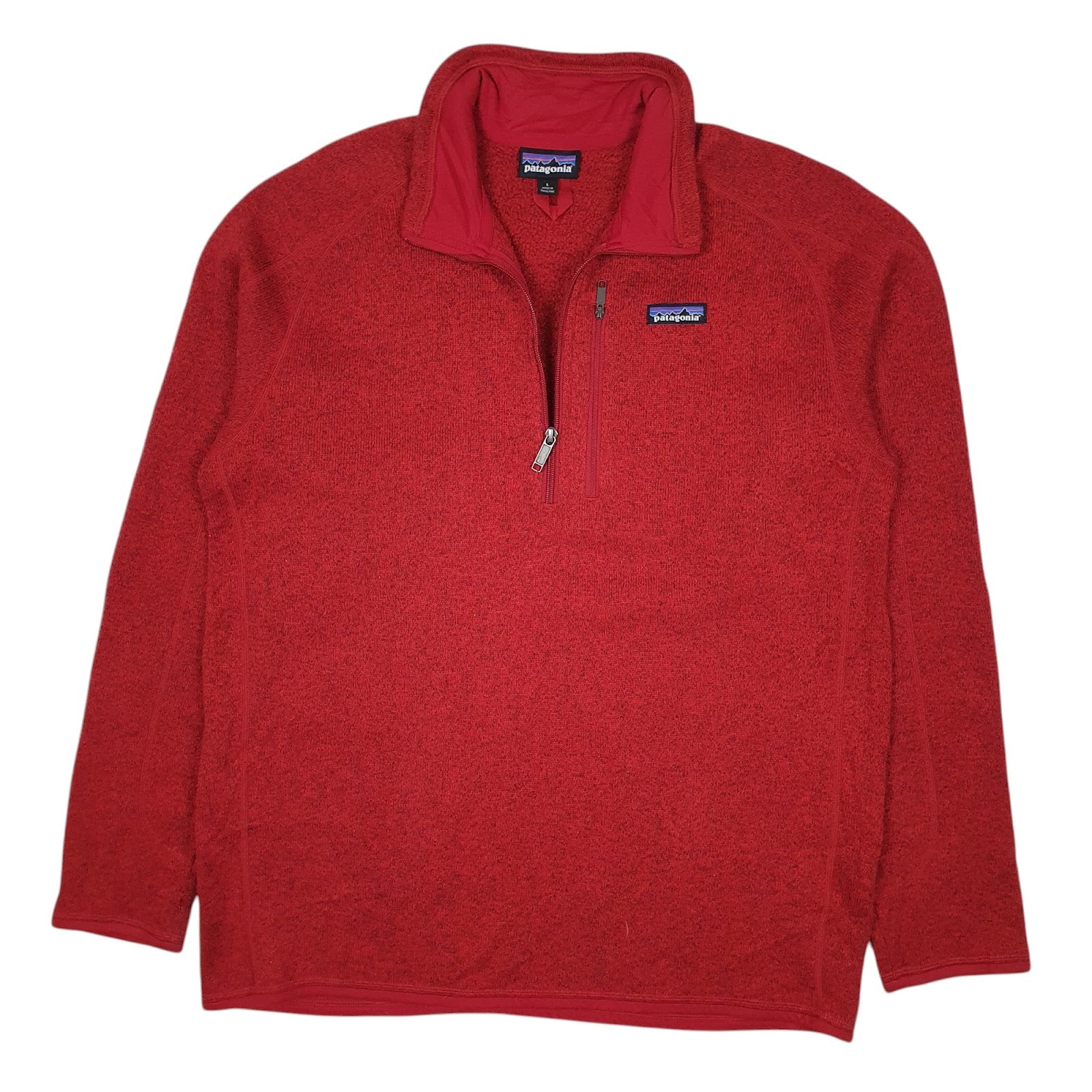 Mens Red Patagonia Better Sweater Quarter Zip Jumper