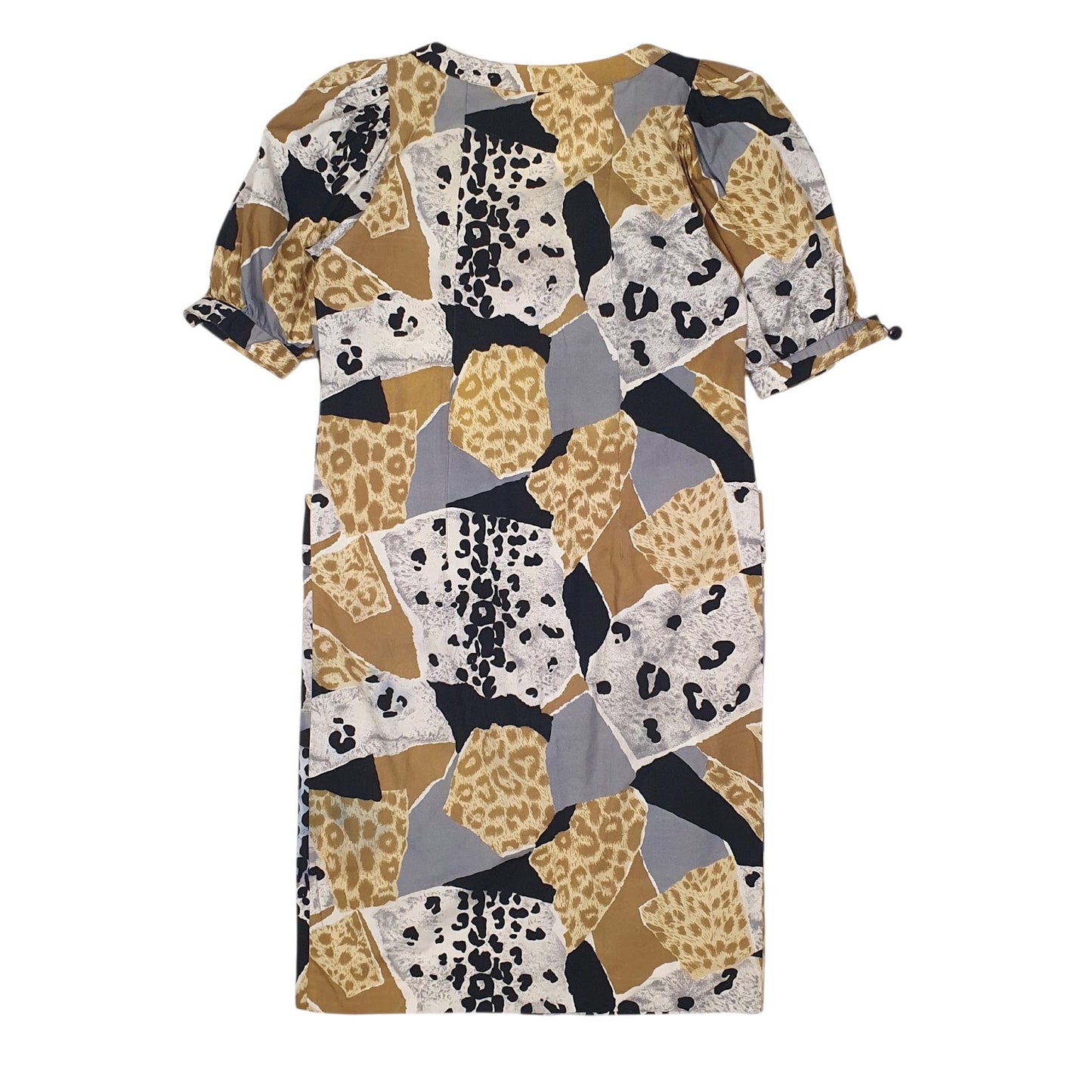 Womens Beige Unbranded Leopard Print Puff Sleeve  Dress