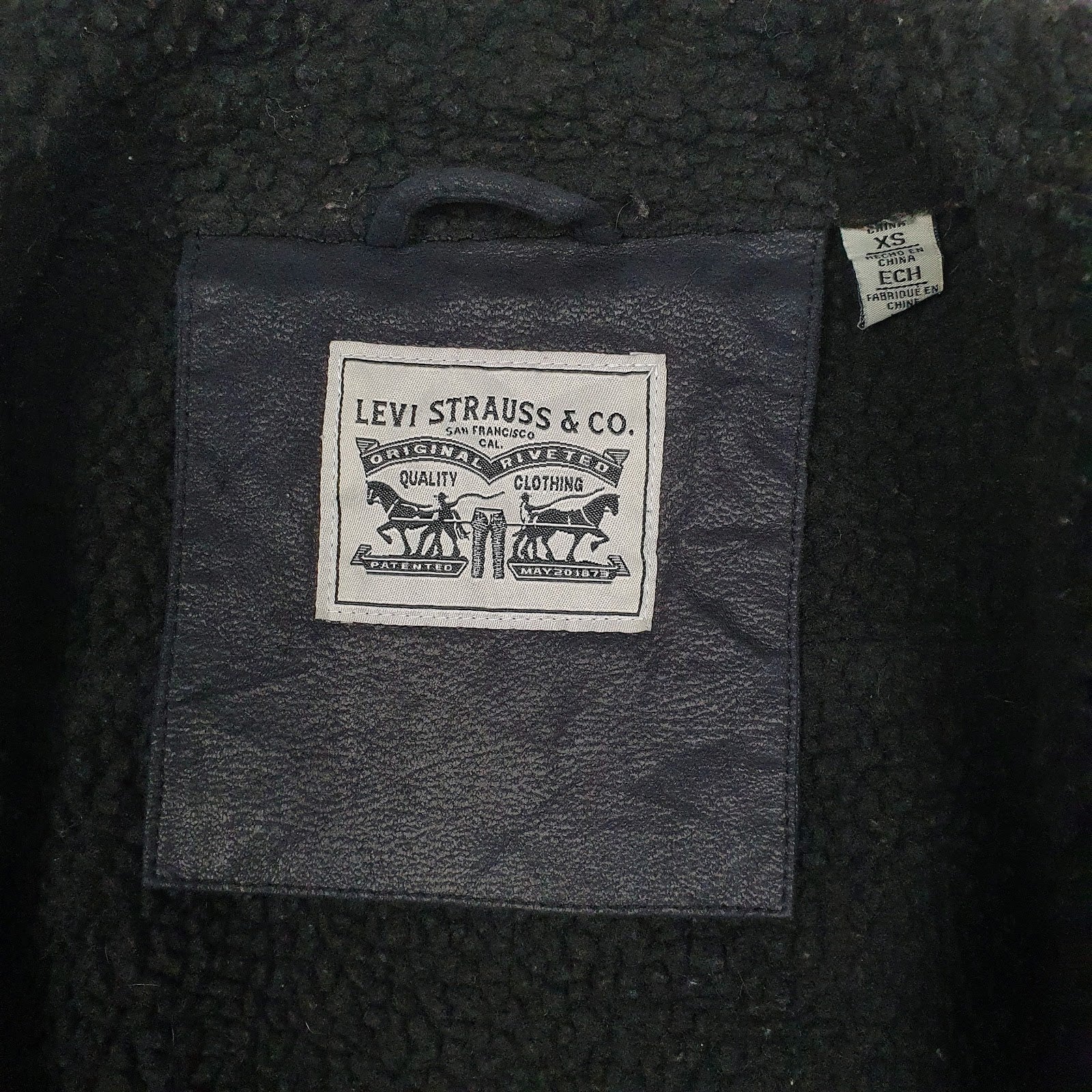 Womens Black Levis Faux Leather Suede  Coat