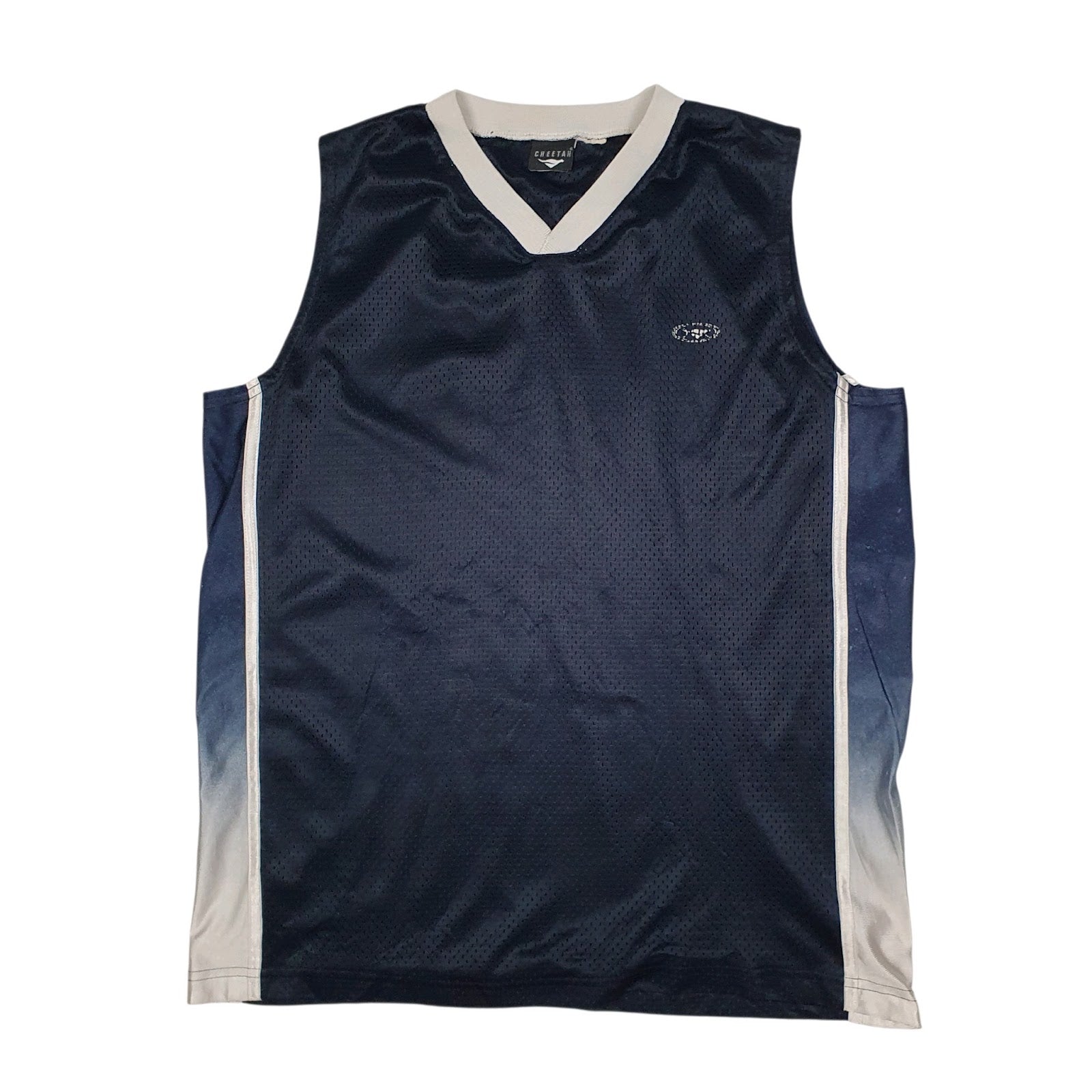 Mens Navy Cheetah Sports Vest Sleeveless T Shirt