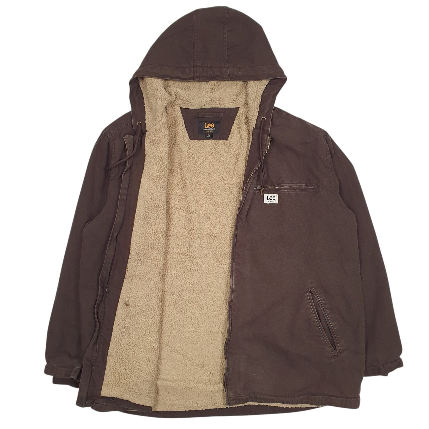 Mens Brown Lee Sherpa Lined  Coat