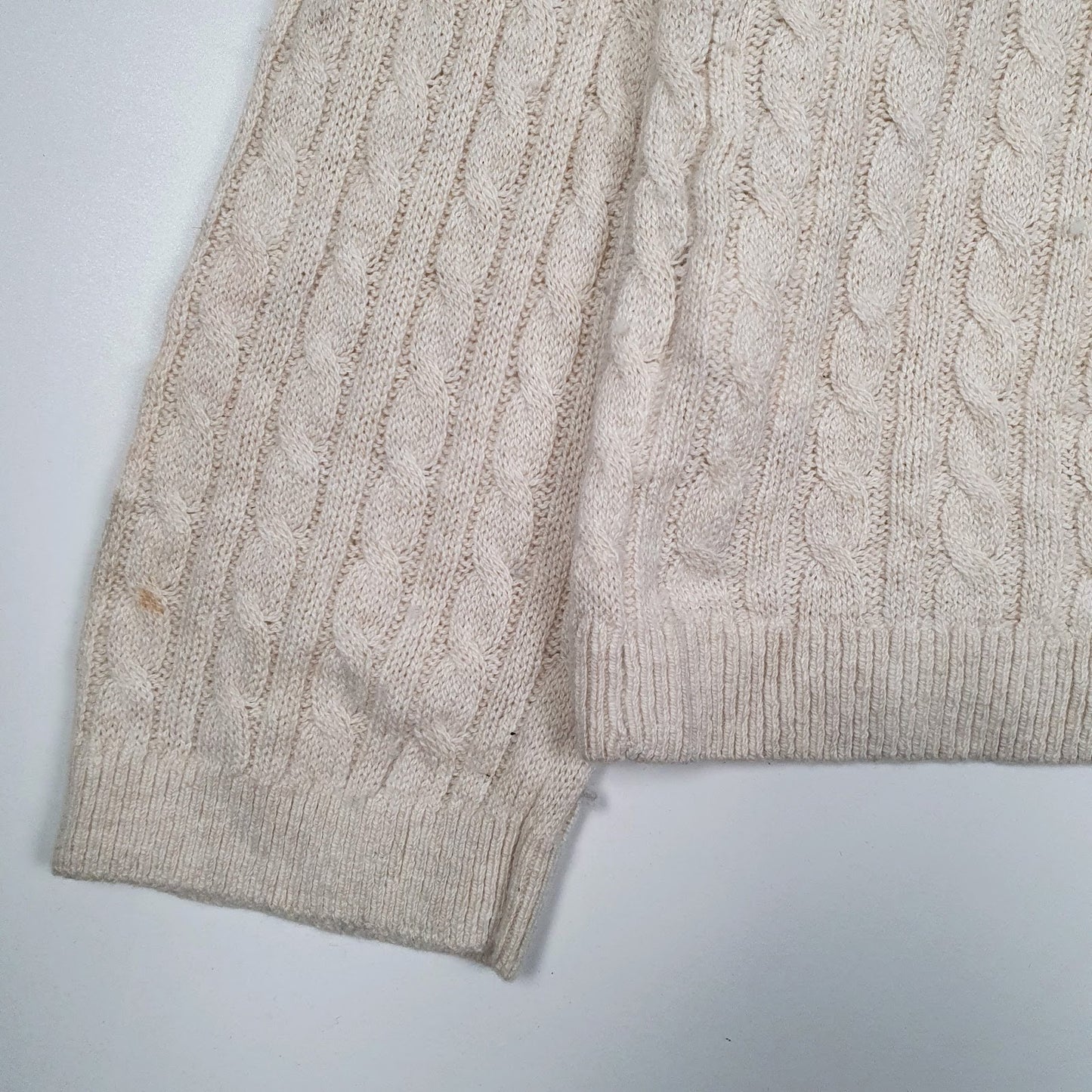 Womens Cream Tommy Hilfiger Cable Knit V Neck Jumper