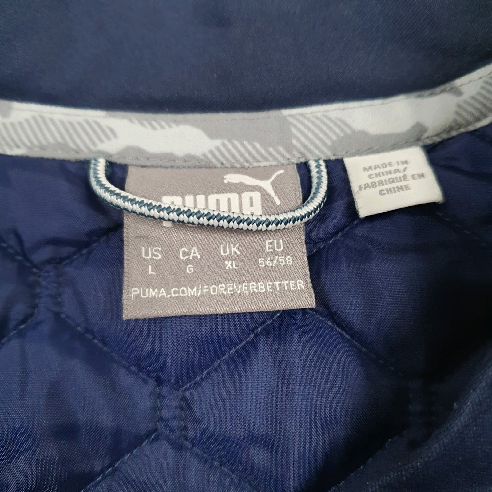 Mens Blue Puma Quilted Full Zip Jumper