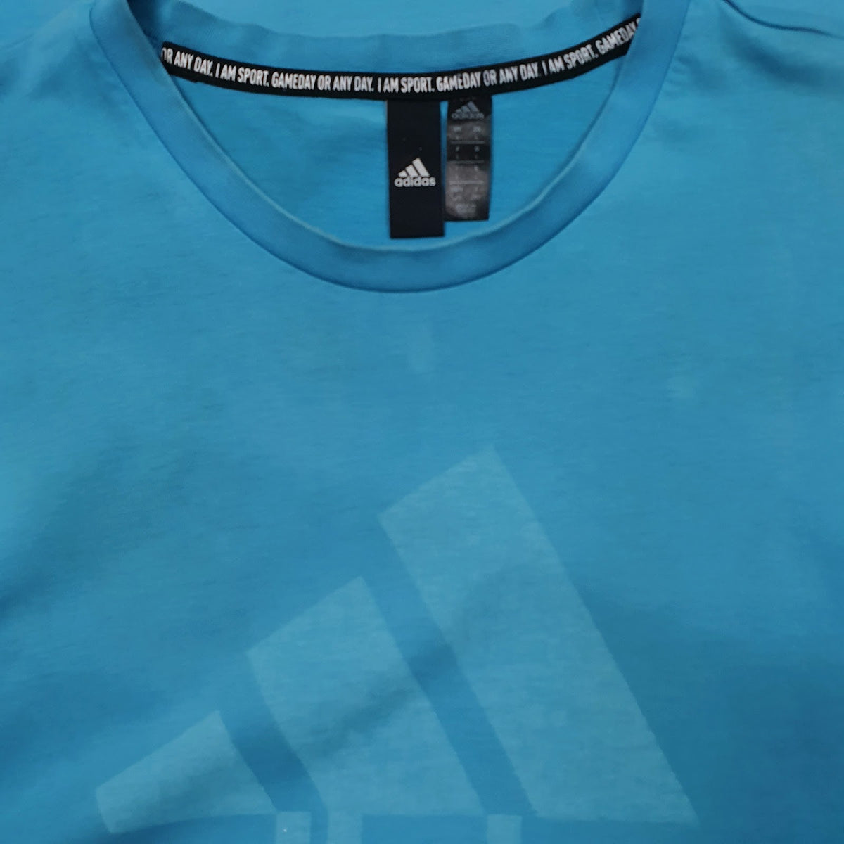 Mens Blue Adidas Spellout  T Shirt