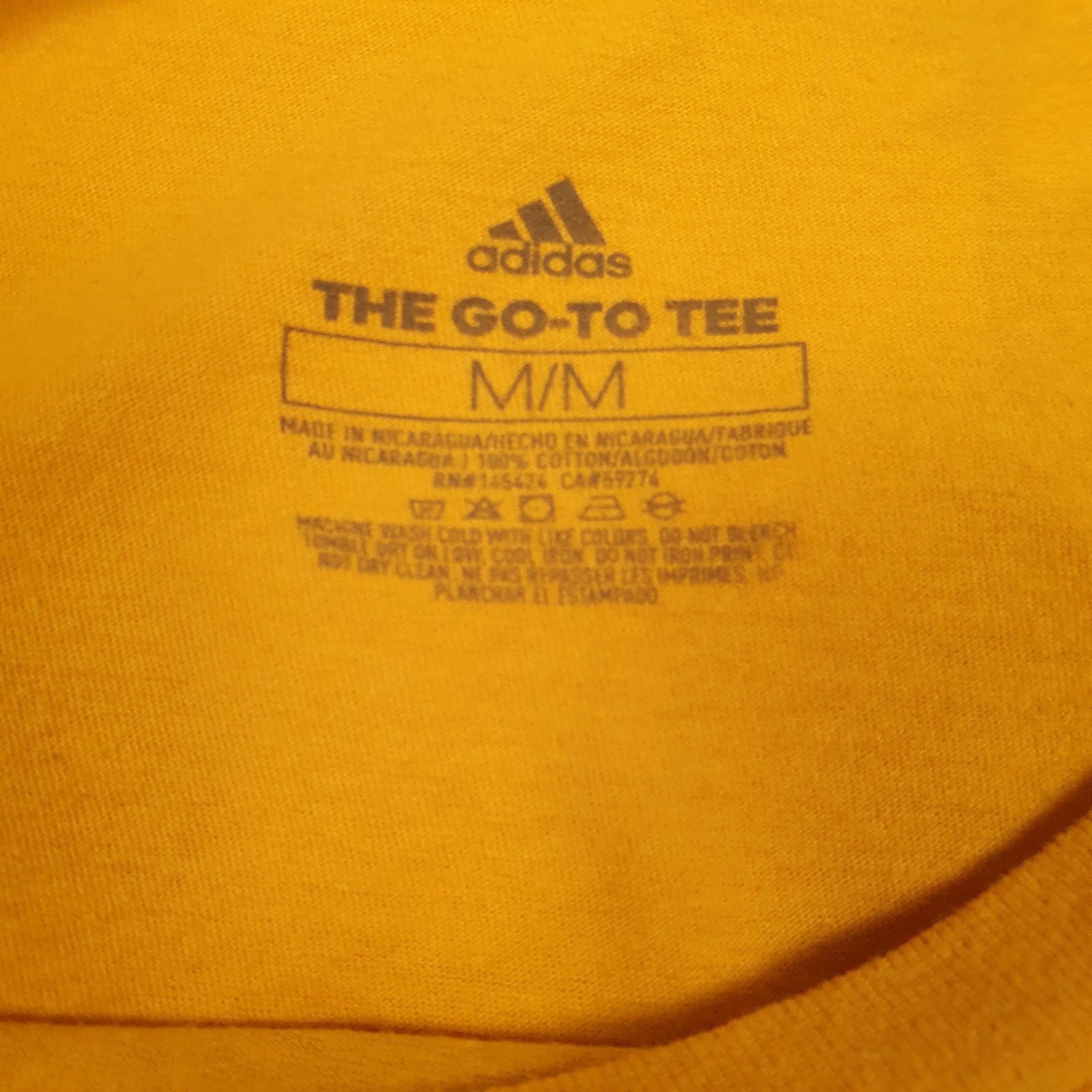 Mens Yellow Adidas Spellout  T Shirt