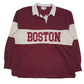 Mens Burgundy Hippie Rose Rugby Boston Long Sleeve Polo Shirt