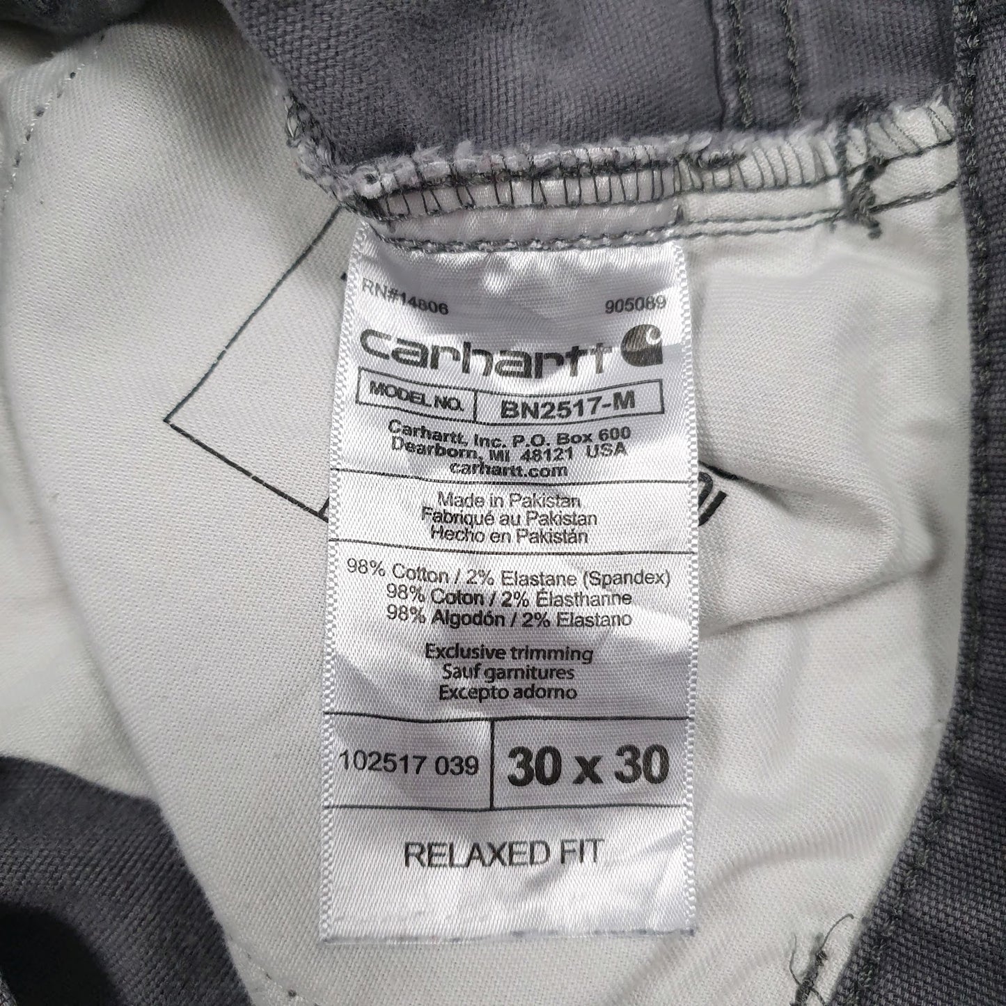 Mens Grey Carhartt BN2517-M  Trousers