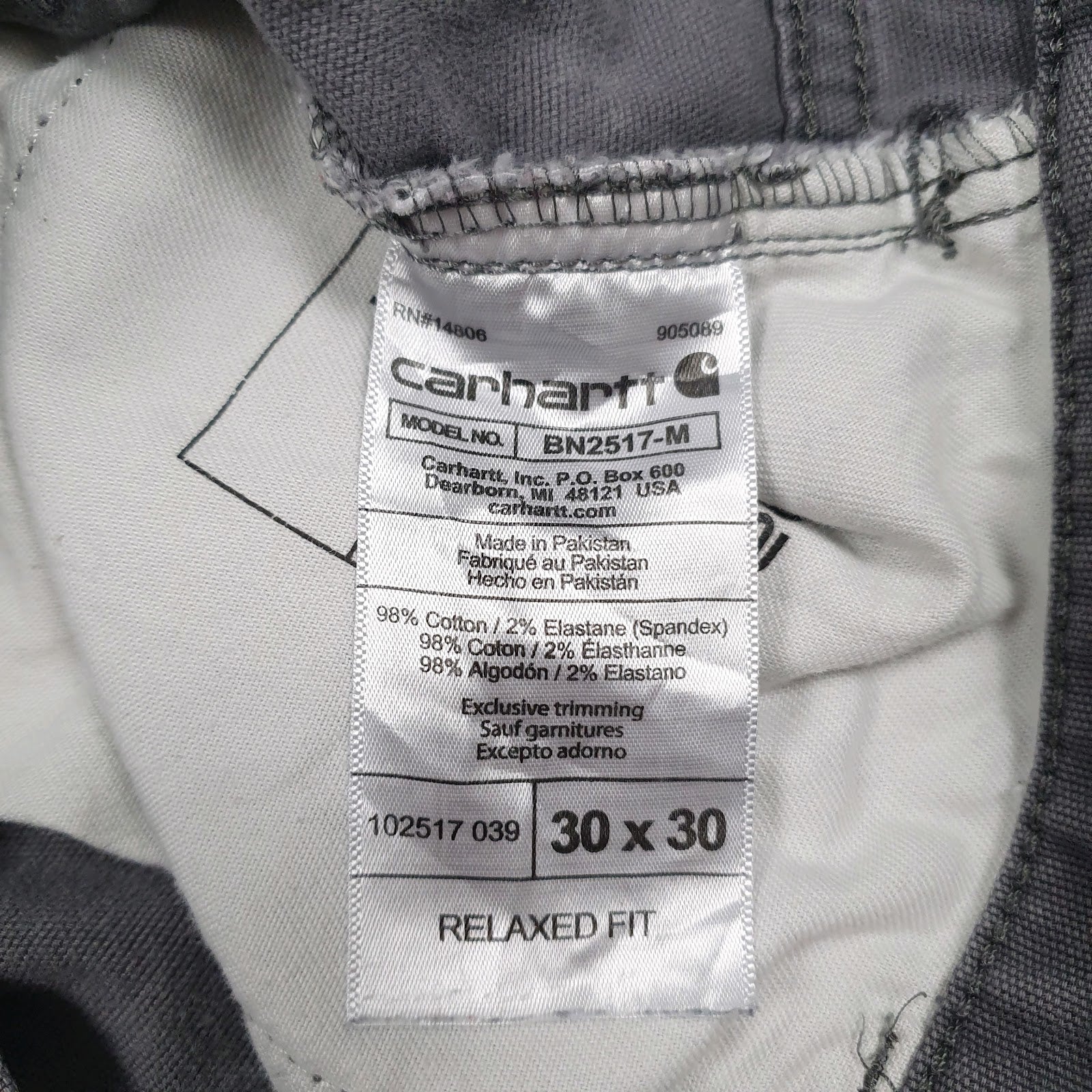 Mens Grey Carhartt BN2517-M  Trousers