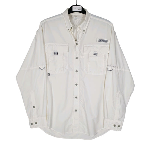 Mens White Columbia Sportswear Company PFG Fishing Omni Shade Long Sleeve Shirt