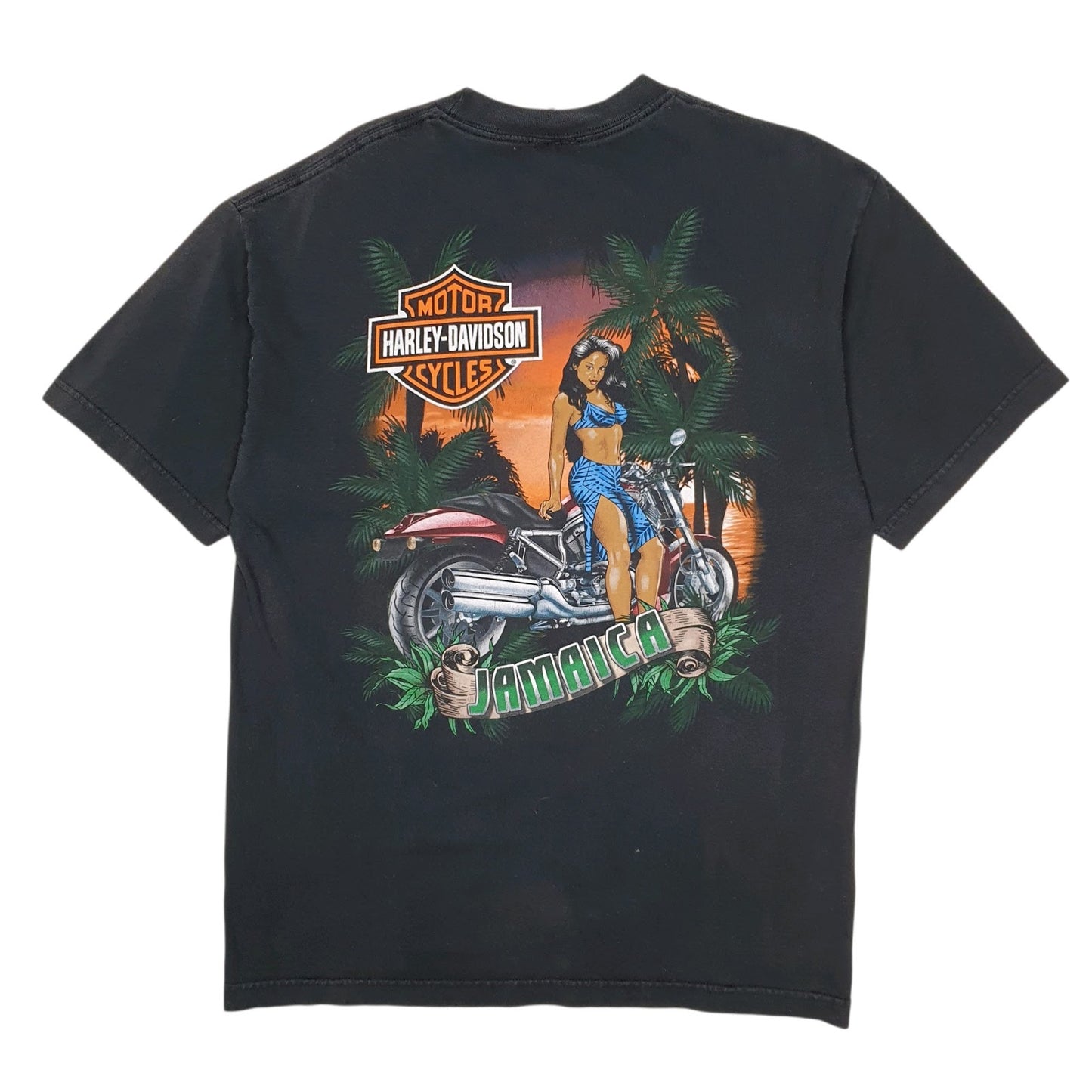 Mens Black Harley Davidson Jamaica Turtle Neck T Shirt