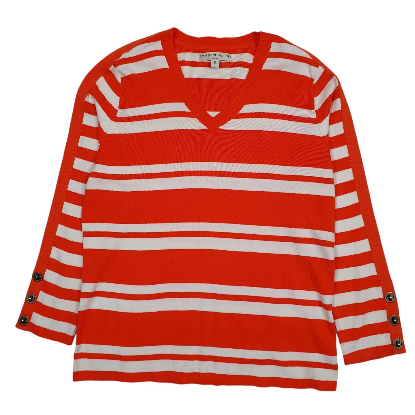 Womens Orange Tommy Hilfiger  V Neck Jumper