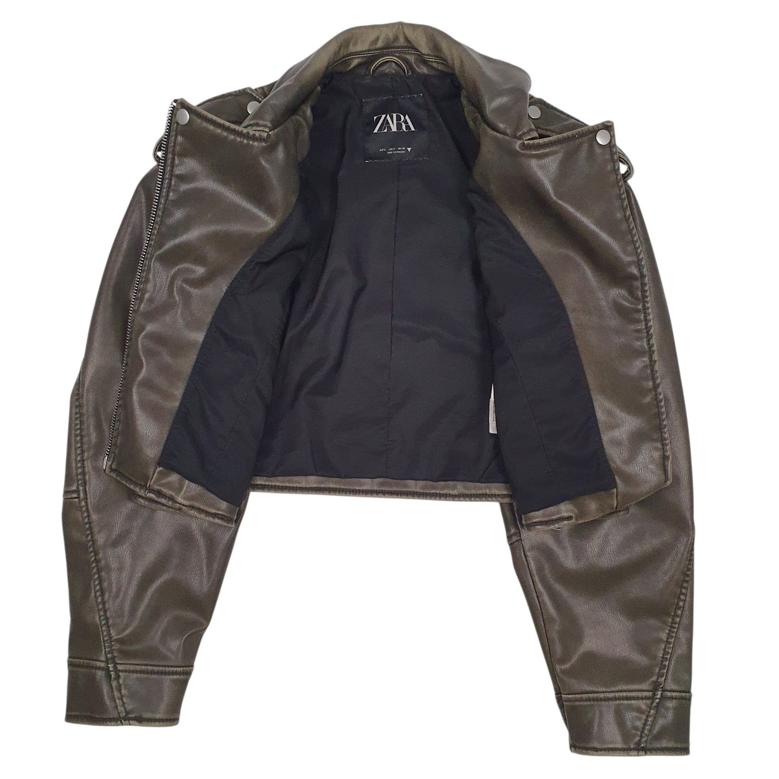 Womens Brown Zara Faux Leather  Coat