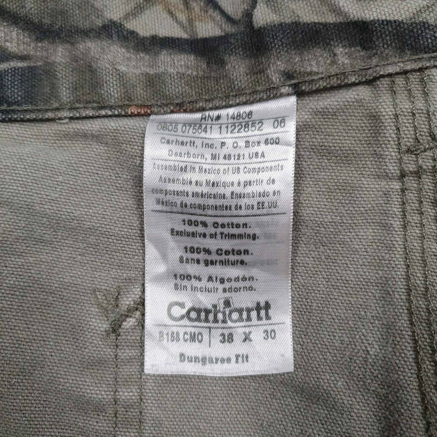 Mens Brown Carhartt Real Tree B158 CMO  Trousers