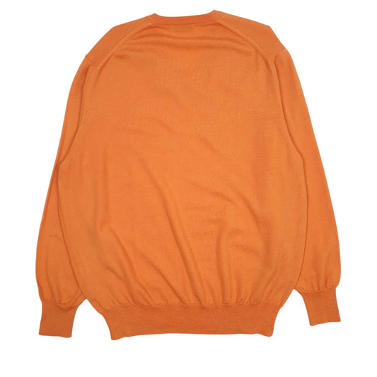 Mens Orange Valentino Merino V Neck Jumper