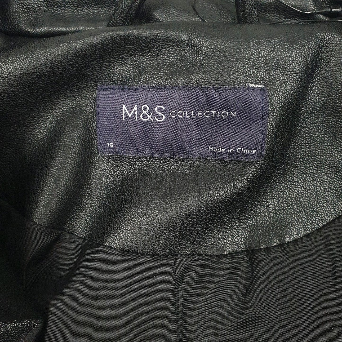 Womens Black M&S Faux Leather  Coat