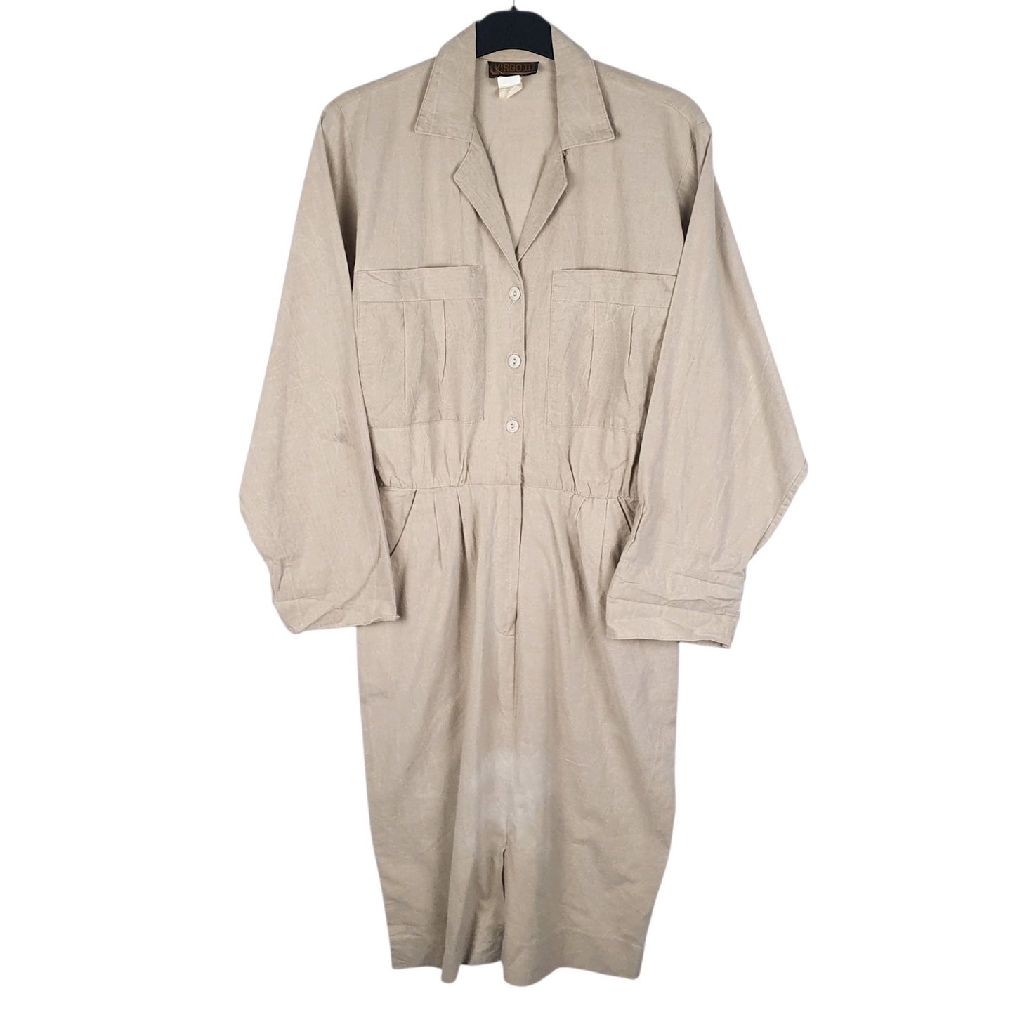 Womens Brown Virgo II Vintage Made In USA Long Sleeve Dress