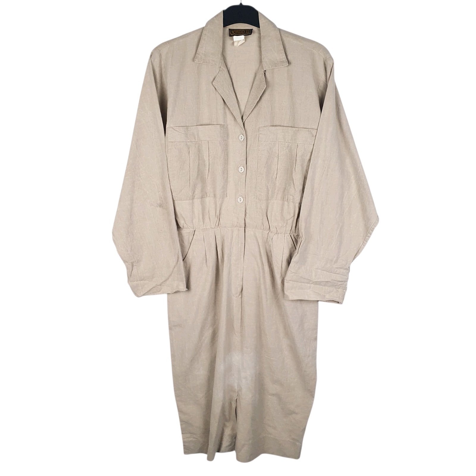 Womens Brown Virgo II Vintage Made In USA Long Sleeve Dress