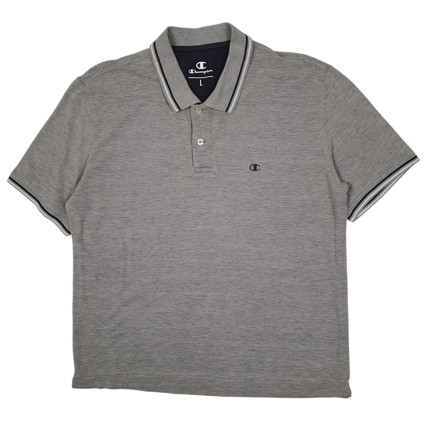 Mens Grey Champion  Short Sleeve Polo Shirt