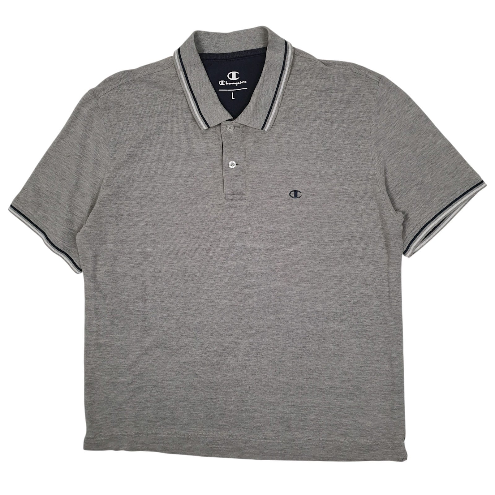 Mens Grey Champion  Short Sleeve Polo Shirt