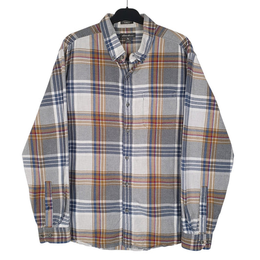 Mens Grey Eddie Bauer Flannel Long Sleeve Shirt