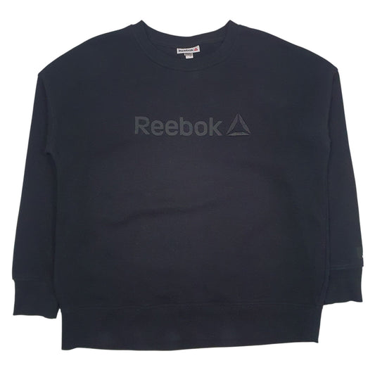Mens Black Reebok Spellout Crewneck Jumper