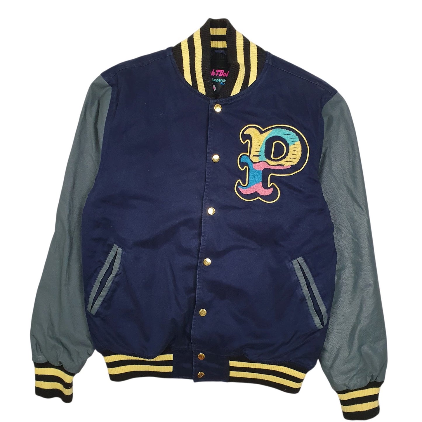 Mens Navy Pink Dolphin Varsity College  Coat