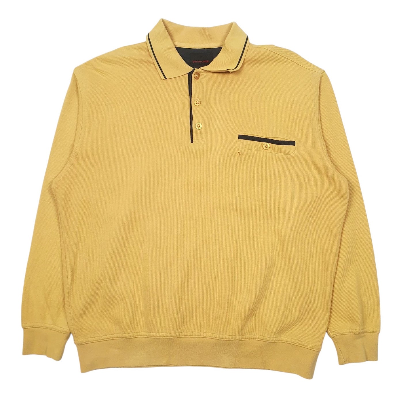 Mens Yellow Pierre Cardin Button Up Quarter Zip Jumper