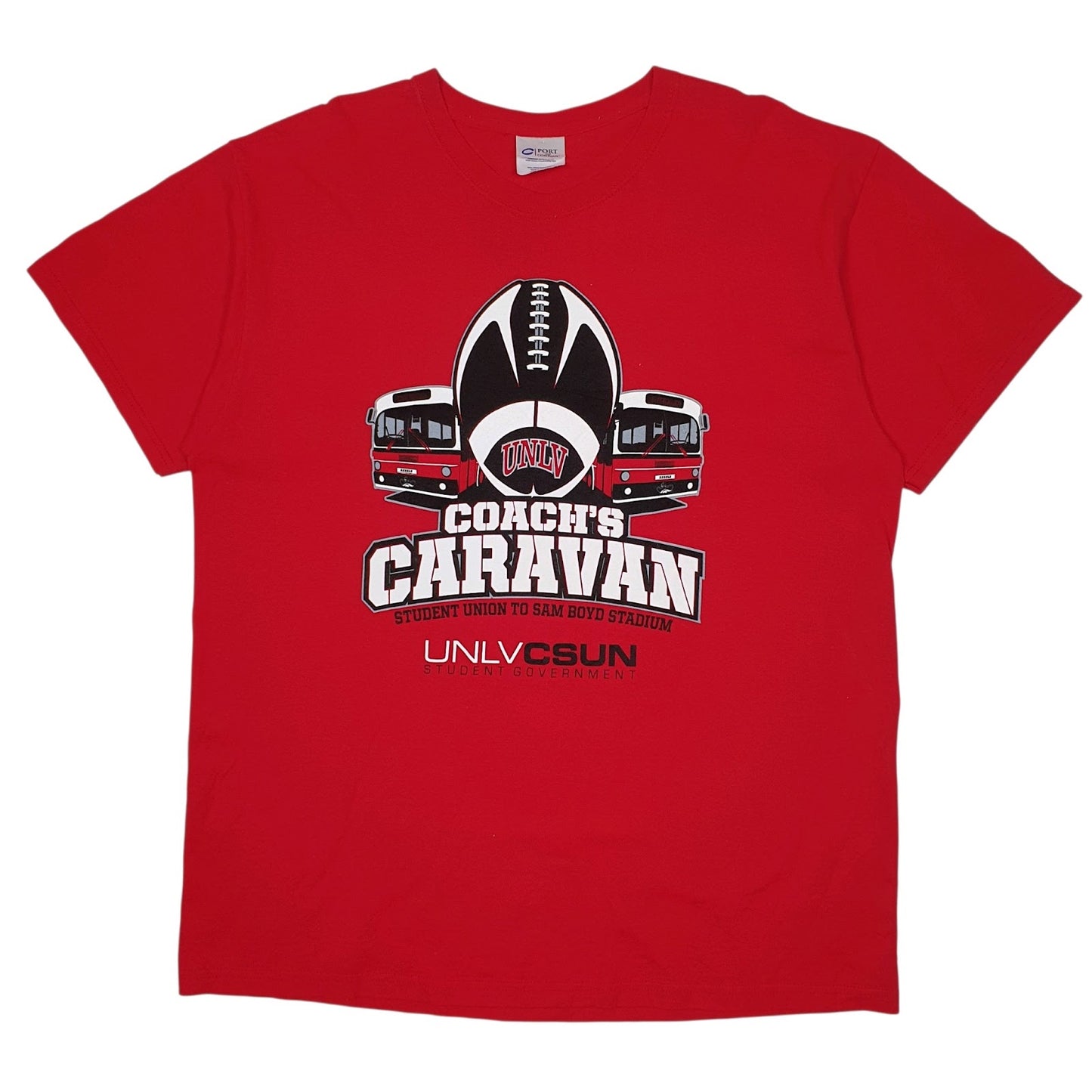 Mens Red Port & Company Coaches Caravan Short Sleeve T Shirt
