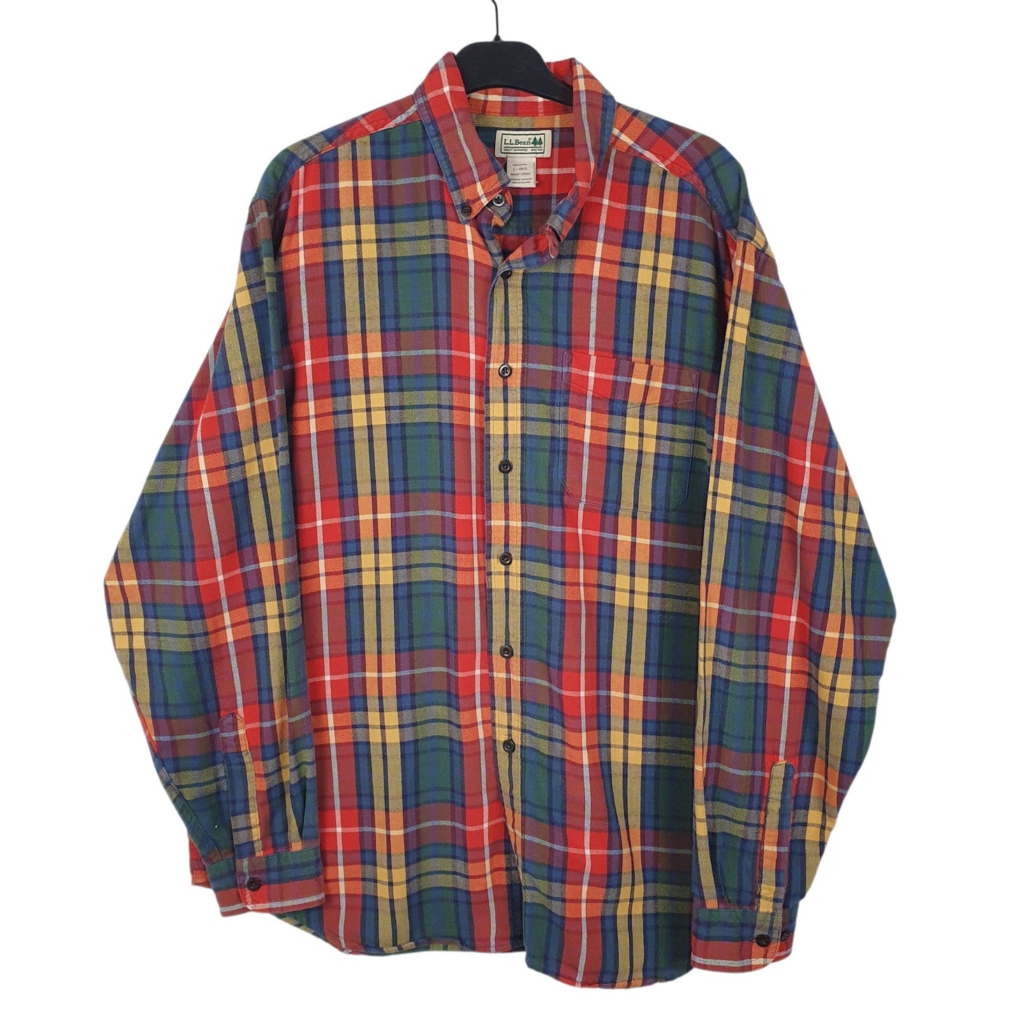 Mens Red L.L.Bean Flannel Long Sleeve Shirt