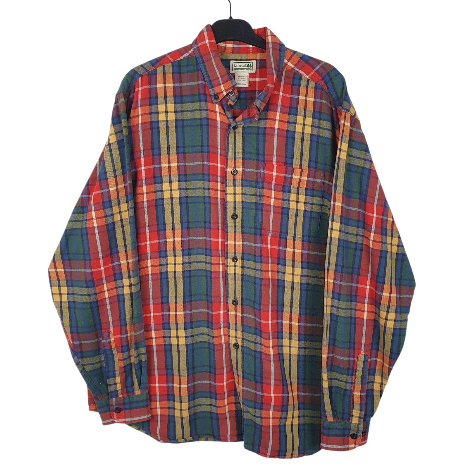 Mens Red L.L.Bean Flannel Long Sleeve Shirt