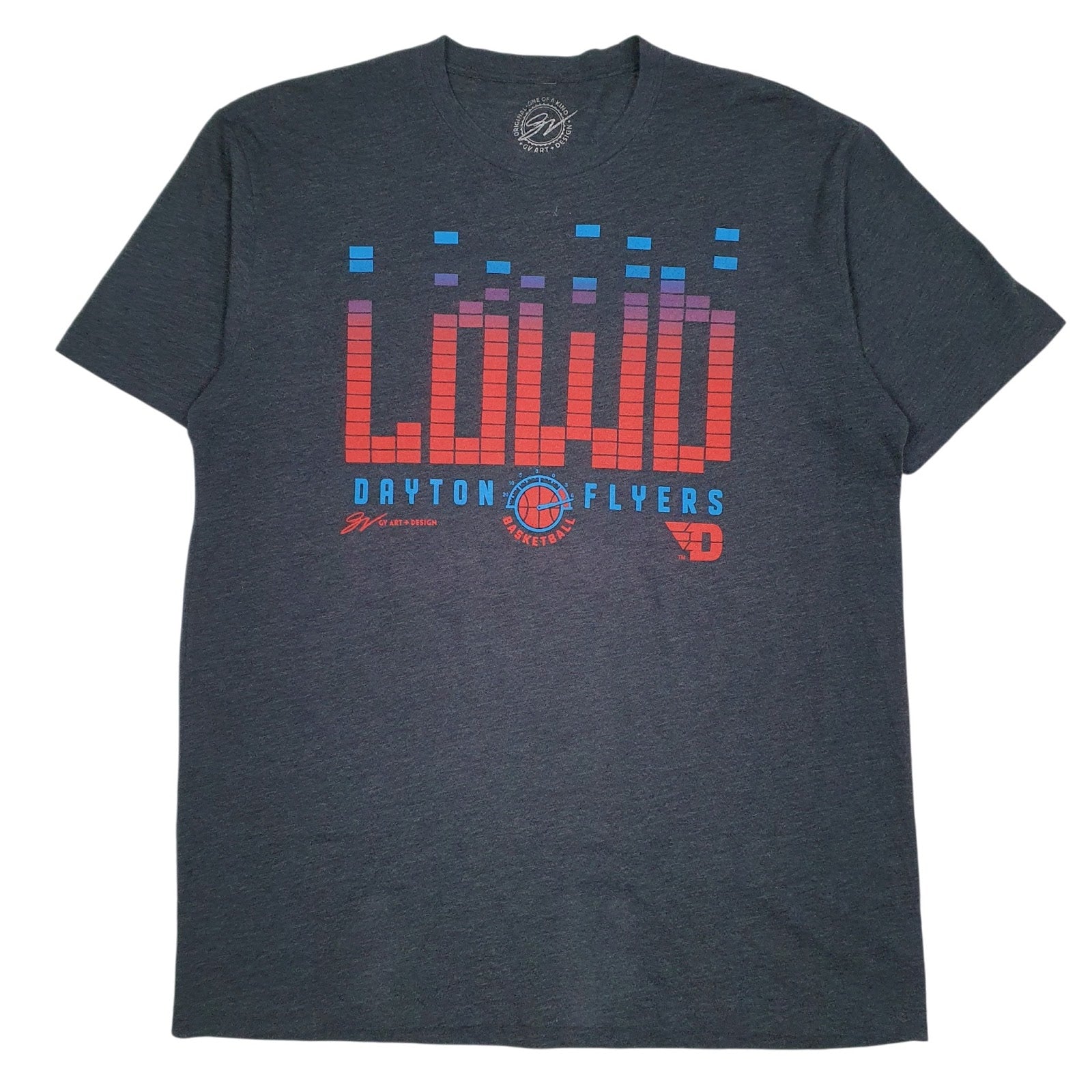 Mens Grey GV Art Dayton Flyers Basketball Short Sleeve T Shirt