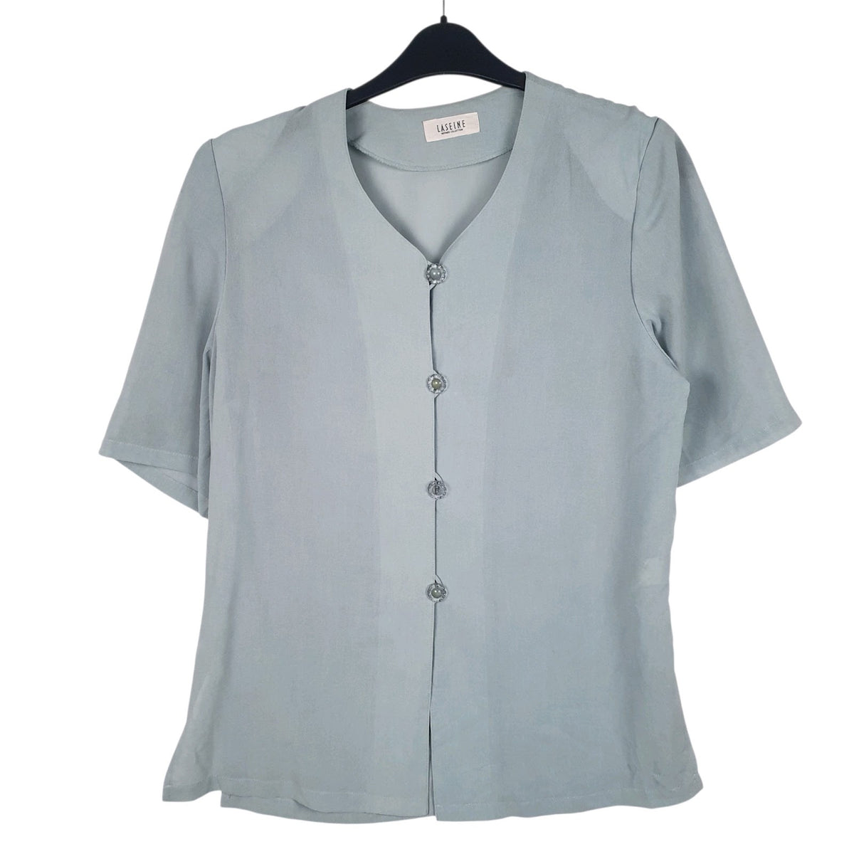 Womens Blue Laseine  Short Sleeve Shirt