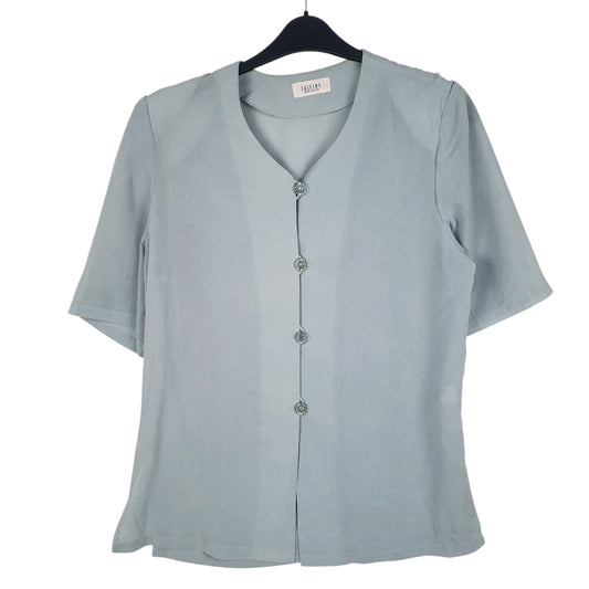 Womens Blue Laseine  Short Sleeve Shirt