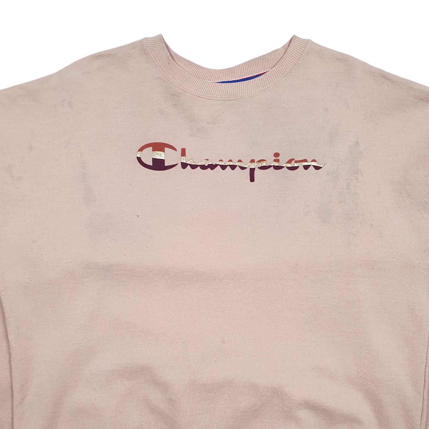 Womens Pink Champion Spellout Crewneck Jumper