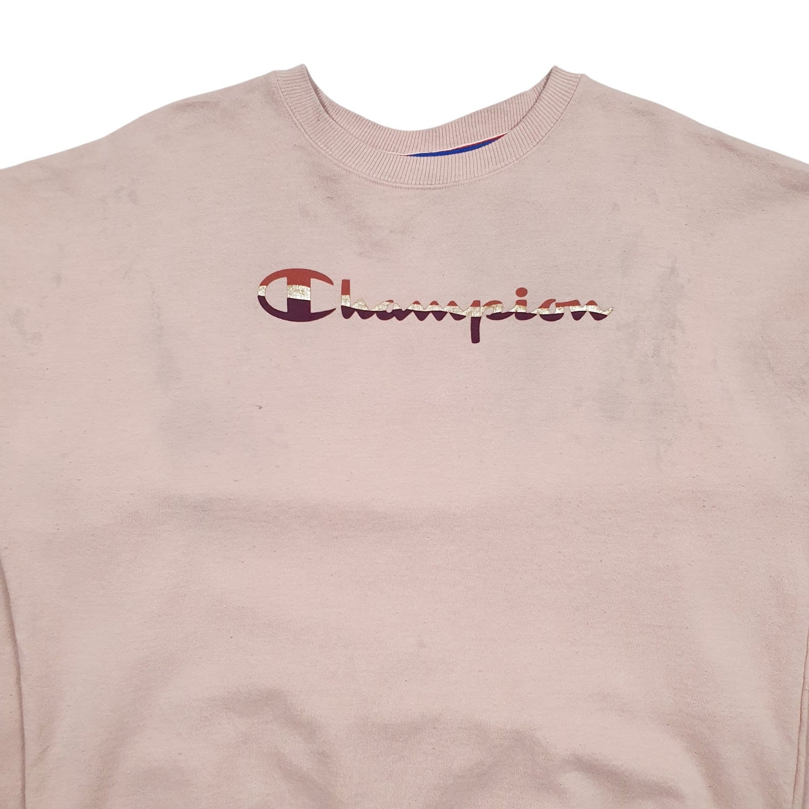 Womens Pink Champion Spellout Crewneck Jumper
