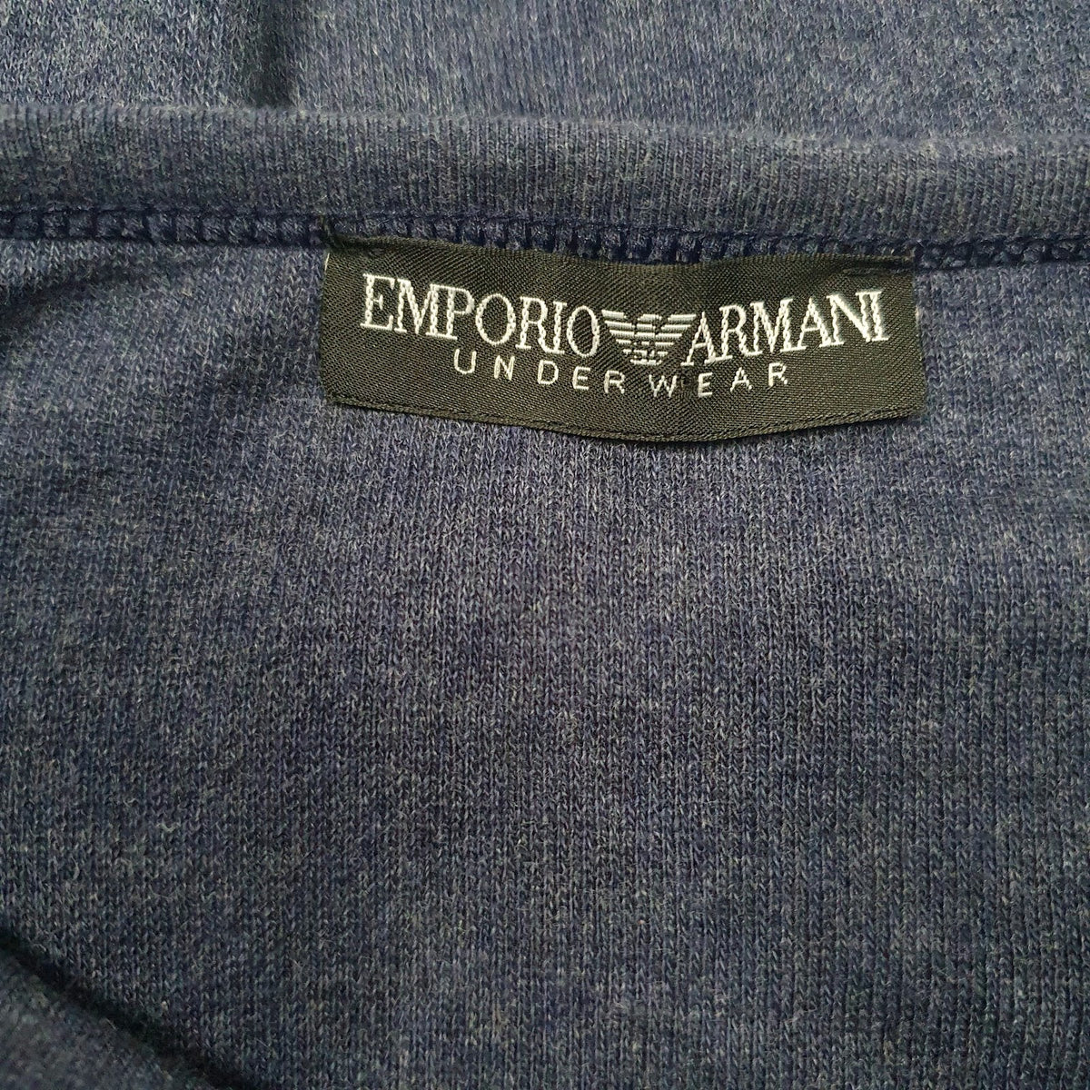 Mens Blue Armani Henley  T Shirt